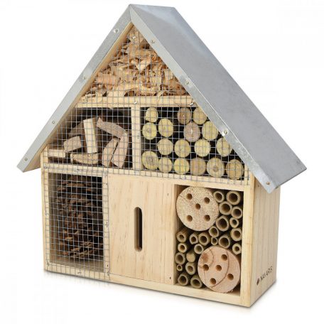 Hotel pentru insecte din lemn de pin Navaris, 24.5 x 28 x 7.5 cm, Maro, 44341