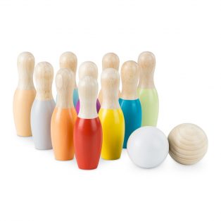   Joc de bowling pentru copii Navaris cu 10 popice si 2 mingi din lemn, 56354.01