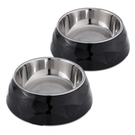 Set 2 Boluri pentru animale de companie Navaris, Metal, Negru, 57479.01